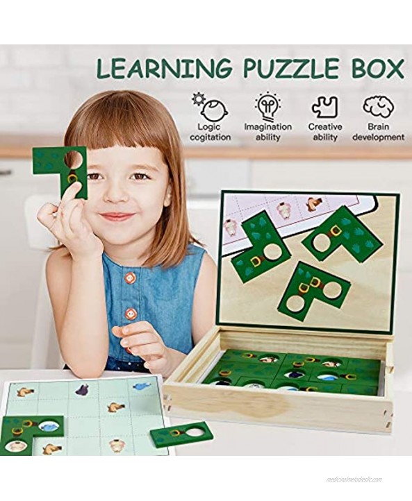 VATOS Wooden Puzzle Game for Kids Brain Teaser Puzzles for Kids 3 4 5 6 7 8 Years Old Brain Game Logic Game Intelligence Jigsaw STEM Montessori Learning Toy for Boys Girls Pre-School Educational Toy