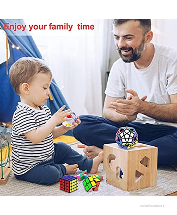 Vdealen Speed Cube Set Puzzle Cube Bundle Fidget Ball 2x2 3x3 4x4 Pyraminx Megaminx Rainbow Snake Magic Cube Smooth Cube Game Toys Gift for Kids & Adults