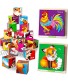 Wooden Block Puzzles for Kids Ages 3-5 by Quokka 2 Sets of 18 Stacking Toddlers Toys 2-4 Years Old Children Matching Cubes for Learning Animals Gift Educational Bulding Game to Boys and Girls