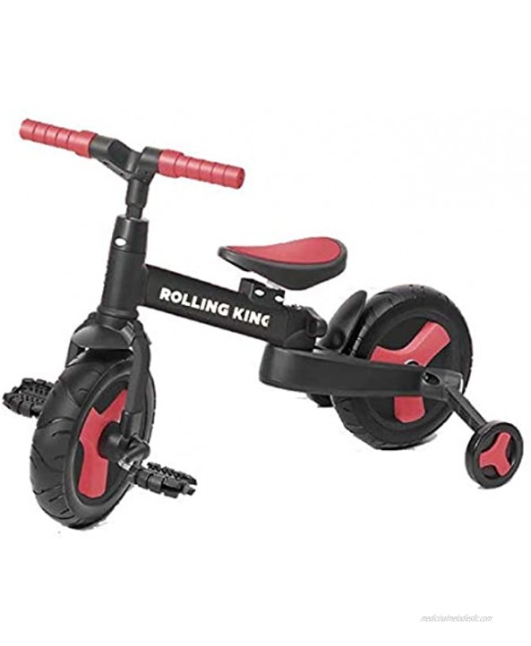Rolling King 3-in-1 Convertible Children Bike for 2-5 Years Old Boys & Girls Starter Bike with Training Wheels Adjustable Seats Multiple Colors