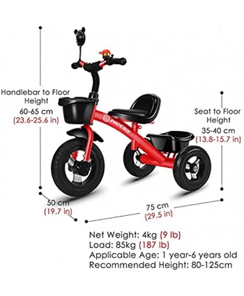 WWFAN 2 in 1 Tricycles for Toddler Baby Kids Red Girls Stroller Trike Birthday Gift with Adjustable Handlebar & Seat 1-6 Year Olds Safe Secure Size : Trike