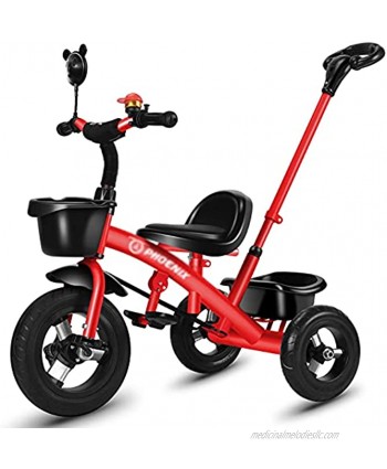WWFAN 2 in 1 Tricycles for Toddler Baby Kids Red Girls Stroller Trike Birthday Gift with Adjustable Handlebar & Seat 1-6 Year Olds Safe Secure Size : Trike+Push Handle