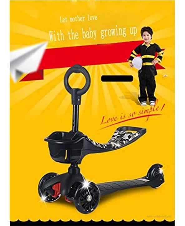 XINHUANG 2-in-1 Kick Scooter with Removable Seat Great – Adjustable Height w Extra-Wide Deck PU Flashing Wheels for Children from 2 to 8 Year-Oldor Kids & Toddlers Girls or Boys