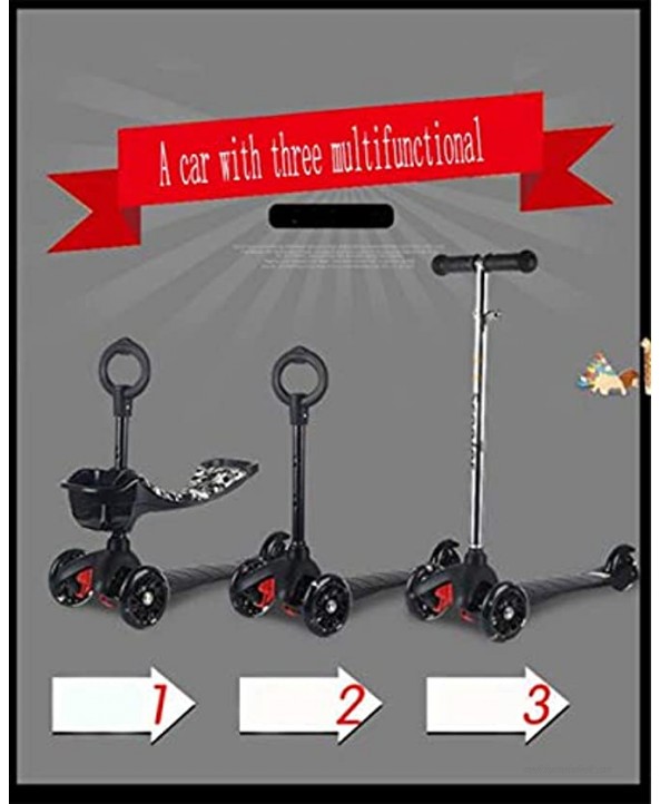 XINHUANG 2-in-1 Kick Scooter with Removable Seat Great – Adjustable Height w Extra-Wide Deck PU Flashing Wheels for Children from 2 to 8 Year-Oldor Kids & Toddlers Girls or Boys