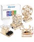 4 in 1 STEM Kit Wooden Construction Science Projects Assembly Mechanical Models  3D Building Blocks DIY Ferris Wheel Carousel Model Nightlight Lantern Educational Toys for Boys and Girls