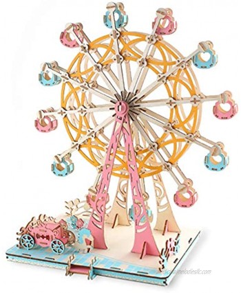 AMOR PRESENT Wooden Ferris Wheel 3D Wooden Puzzle Wooden Building Kit for Birthday Present Thanksgiving Gift Valentines Day Gift New Year Gift