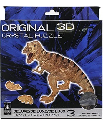 BePuzzled Deluxe 3D Crystal Jigsaw Puzzle T-Rex Tyrranasaurus Dinosaur Assembly Brain Teaser Fun Model Toy Gift Decoration for Adults & Kids Age 12 & Up Brown 49Piece Level 3 31059