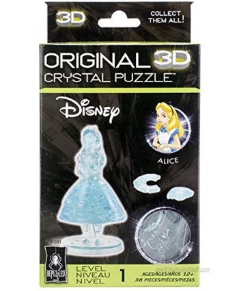 BePuzzled Original 3D Crystal Jigsaw Puzzle Disney Alice in Wonderland Brain Teaser Fun Decoration for Kids Age 12 and Up 38 Pieces Level 1