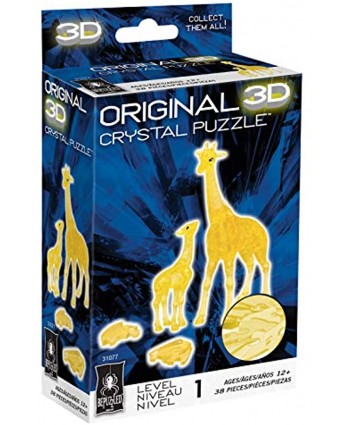 BePuzzled Original 3D Crystal Jigsaw Puzzle Giraffe & Baby Animal Assembly Brain Teaser Fun Model Toy Gift Decoration for Adults & Kids Age 12 & Up 38Piece Level 1