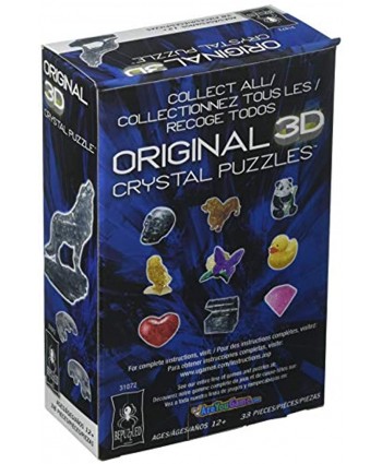 BePuzzled Original 3D Crystal Jigsaw Puzzle Wolf Animal Assembly Brain Teaser Fun Model Toy Gift Decoration for Adults & Kids Age 12 and Up Black 37 Pieces Level 1