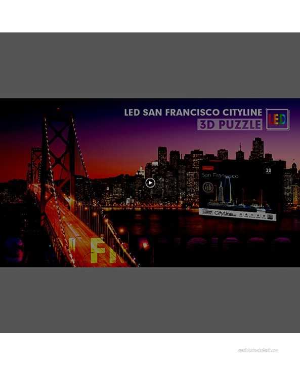 CubicFun 3D Puzzles for Adults Kids LED San Francisco Cityline Collection Model Kits Lighting Architecture Toys Gifts for Women Men Golden Gate Bridge 555 California Street and Other SF Landmarks