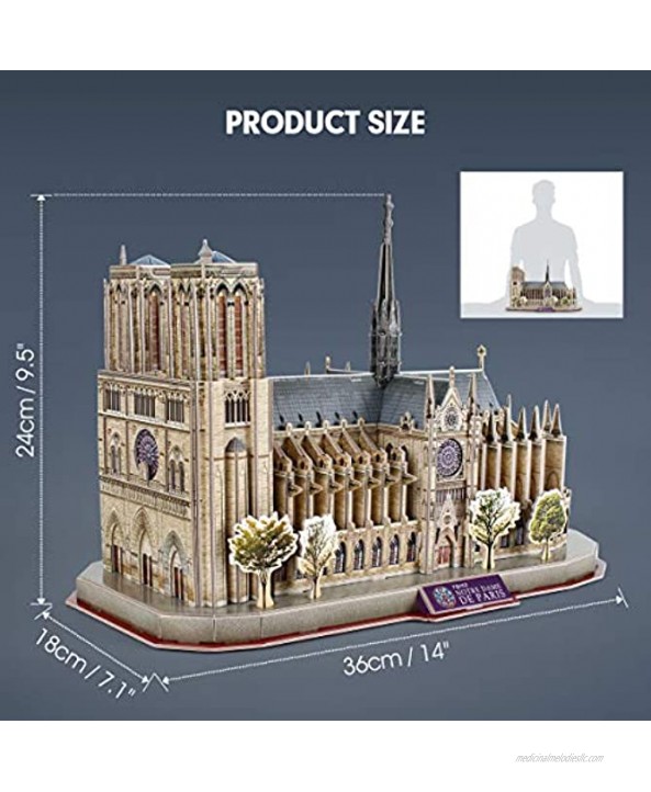 CubicFun National Geographic 3D Puzzle for Adults Kids Notre Dame de Paris Model Kits France Architecture Gothic Cathedral Model Building Puzzles with Booklet Gifts for Woman Men 128 Pieces