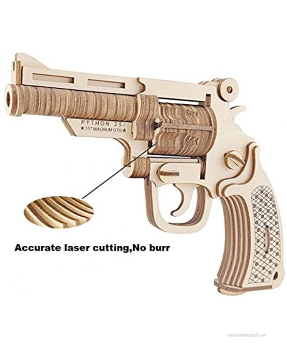 GreenLF 3D Wooden Puzzle DIY Jigsaw Brain Teaser Toys of Revolver Gun Model Good Gift for Kids,Teens and Adults