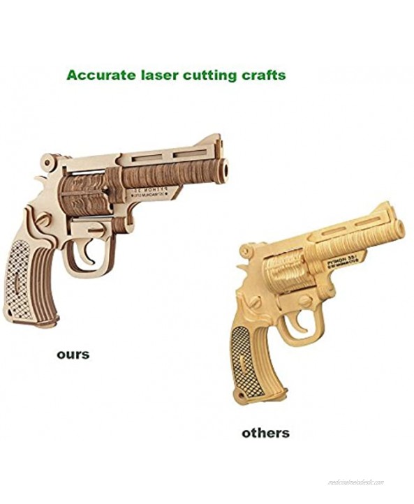 GreenLF 3D Wooden Puzzle DIY Jigsaw Brain Teaser Toys of Revolver Gun Model Good Gift for Kids,Teens and Adults