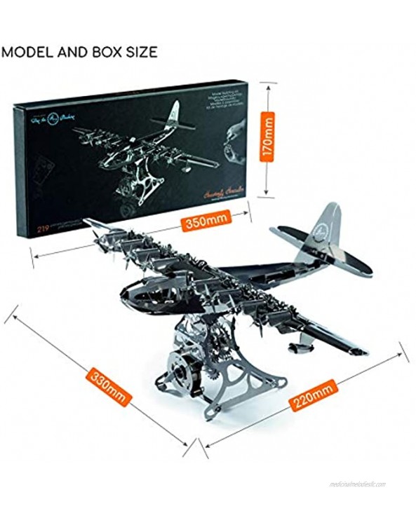 Model Airplane Kit with Tool kit- DIY Scale Model 3D Model kit Heavenly Hercules Moving Wind-Up Airplane Model | 3D Puzzle for Adults Metal DIY Kit | Metal Model Collectible | DIY Construction