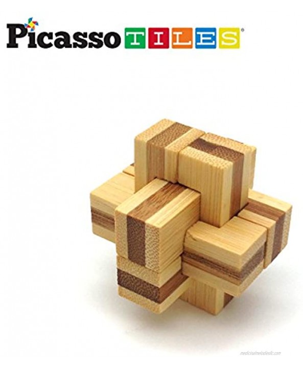 PicassoTiles 8 Styles Interlocking Sensory Toys Wooden Burr Cube Ball and Barrels Logic Skill Genius Puzzle Brain Teaser Games & Intellectual 3D Assembling Educational Toy Set for Kids & Adults PTP08