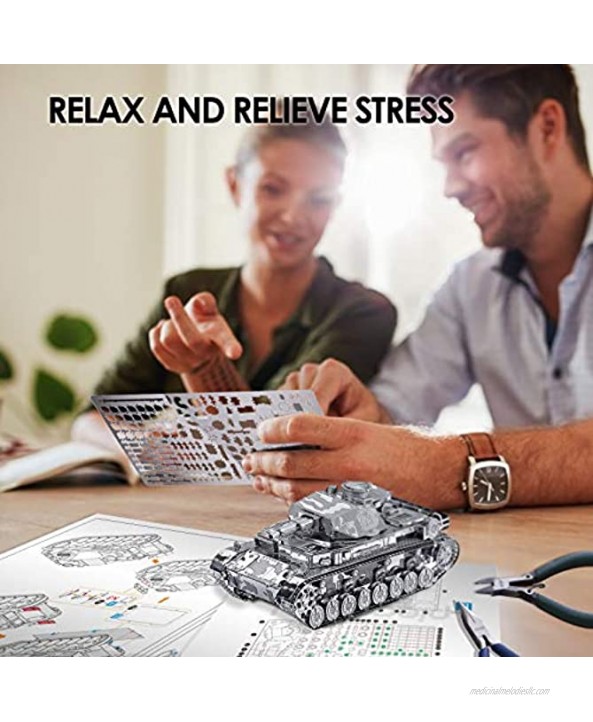 Piececool 3D Metal Puzzles for Adults German IV Tank Metal Model Cars Kits to Build for Teens Students DIY Military Model Kit Toys Great Birthday Gifts 168 Pcs