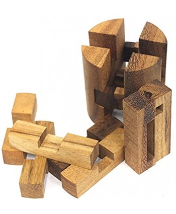 Powder Keg: Wooden Puzzles for Adults an Interlocking 3D Cylinder Brain Teasers from SiamMandalay with SM Gift Box Pictured