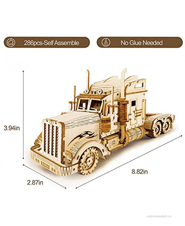 ROKR 3D Wooden Puzzle for Adults-Mechanical Car Model Kits-Brain Teaser Puzzles-Vehicle Building Kits-Unique Gift for Kids on Birthday Christmas Day1:40 ScaleMC502-Heavy Truck