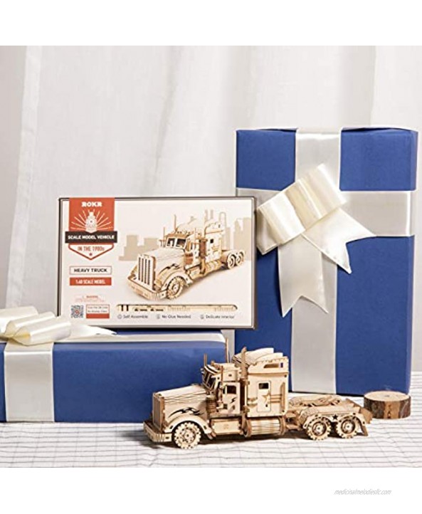 ROKR 3D Wooden Puzzles for Adults Mechanical Models Kits to Build Heavy Truck
