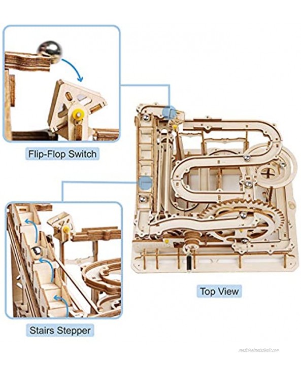 ROKR 3D Wooden Puzzles Marble Run Set Mechanical Model Kit for Adults DIY Roller Coaster Toys Gifts for Boys Girls Marble Parkour