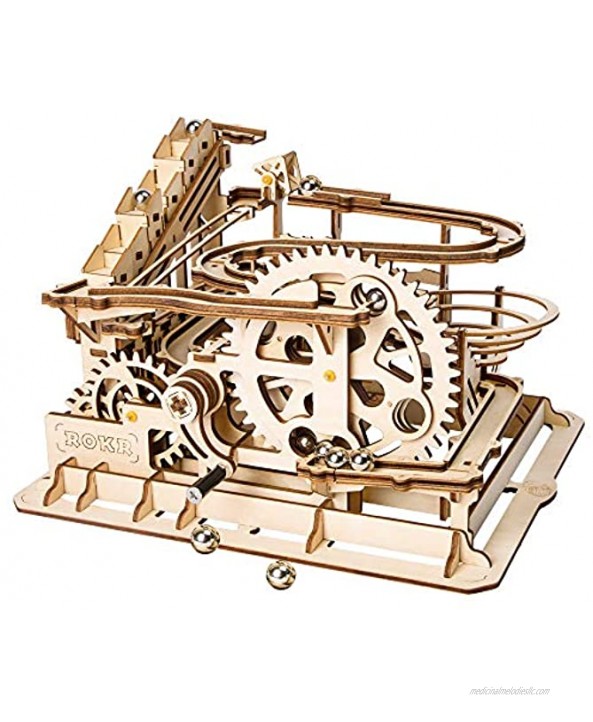 ROKR 3D Wooden Puzzles Marble Run Set Mechanical Model Kit for Adults DIY Roller Coaster Toys Gifts for Boys Girls Marble Parkour