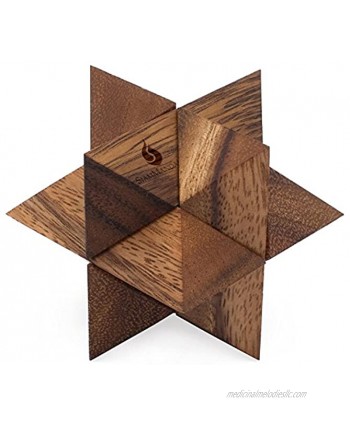 Shooting Star Puzzle: 3D Brain Teaser Wooden Puzzle for Adults Classic Handheld Interlocking Mechanical Puzzle from SiamMandalay with SM Gift BoxPictured