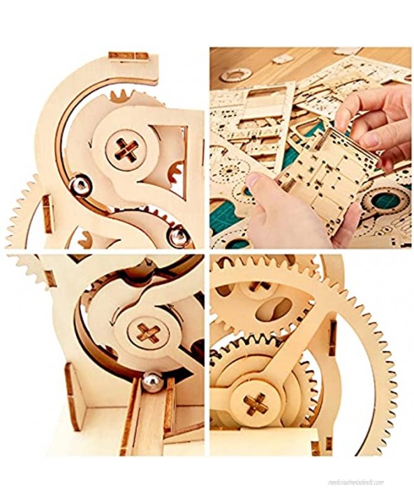 Solar 3D Wooden Puzzle Marble Run DIY Model Kit Craft Sets Educational Wood Mechanical Building Toys STEM Science Experiments Projects Birthday Gift for Adult Men Kids Age 8 10 12 14＋