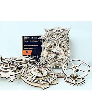Thinas Owl Clock 3D Puzzle Wooden Toys Craft Kits DIY Model Gift for Adults; Brain Teaser Puzzles STEM Building Model Toy Gift for Teens 161 PCS