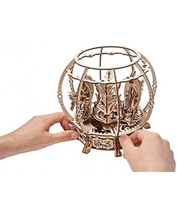 UGEARS 3D Puzzle Mechanical Aquarium Creative 3D Wooden Puzzles for Adults Driven by a Spring Aquarium Wood Model Kit Unique Wooden Puzzle 3D Puzzles for Adults and Kids Building Kit