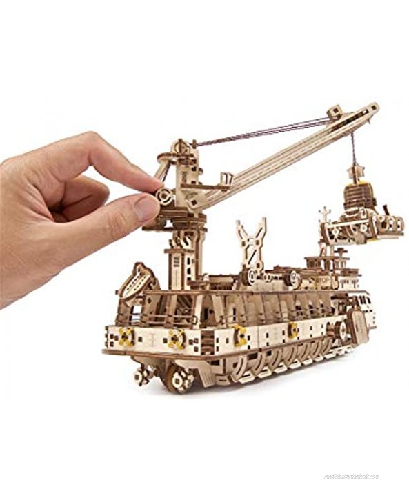 UGEARS 3D Puzzles Research Vessel DIY Model Ship 3D Exclusive Wooden Model Kits for Adults to Build Unique and Creative Wooden Mechanical Models Self Assembly Woodcraft Construction Kits