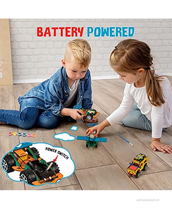 UNIH DIY Wooden Model Cars Kids Craft Kit Build & Paint Wooden Race Car for 4-8 Ages 3D Wooden Puzzle STEM Educational Building Project for Boys & Girls,3 in 1 Set