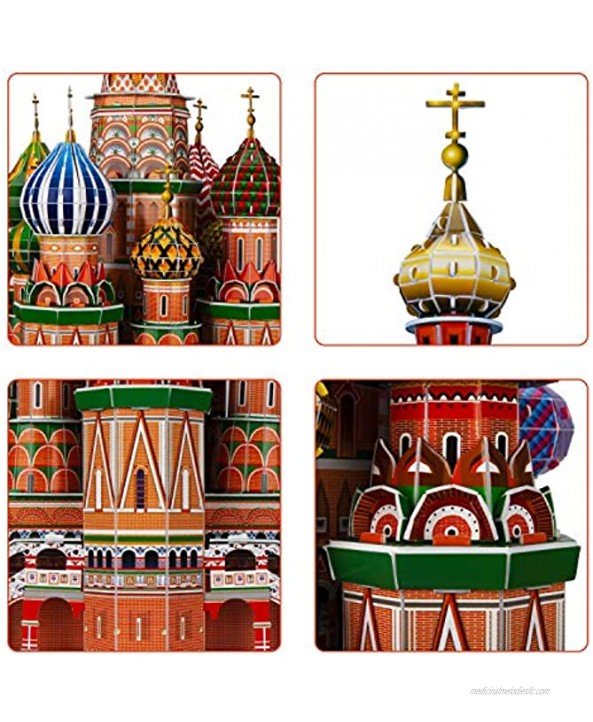 WISESTAR 22.2 H Large 3D Puzzles Model for Adults and Kids 231PCS Russia St. Basil's Cathedral Building Set Handmade Architectural Craft House Kits Educational Toy Birthday Gift for Boys Girls