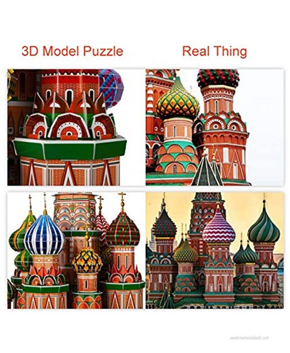 WISESTAR 22.2 H Large 3D Puzzles Model for Adults and Kids 231PCS Russia St. Basil's Cathedral Building Set Handmade Architectural Craft House Kits Educational Toy Birthday Gift for Boys Girls