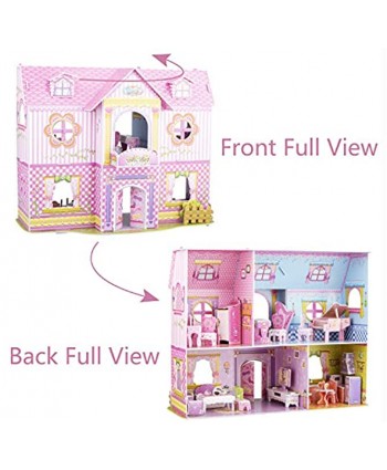 WISESTAR Large Princess Castle 3D Puzzles Model Dollhouse Kits for Girls 92PCS Fairytale House with Furniture Educational Toy Birthday Gift for Kids and Adults Fit for Kids Over 8 Years