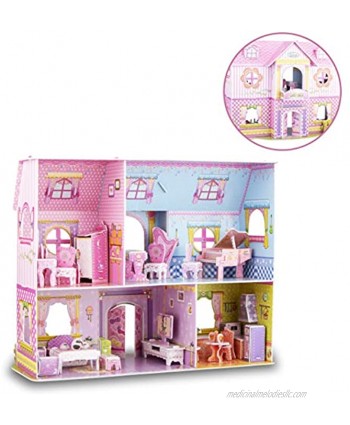 WISESTAR Large Princess Castle 3D Puzzles Model Dollhouse Kits for Girls 92PCS Fairytale House with Furniture Educational Toy Birthday Gift for Kids and Adults Fit for Kids Over 8 Years
