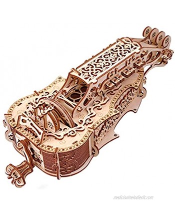 Wood Trick Lyra da Vinci 3D Wooden Puzzle for Adults and Kids to Build Hurdy Gurdy Kit Musical Instrument Wood Model Kit