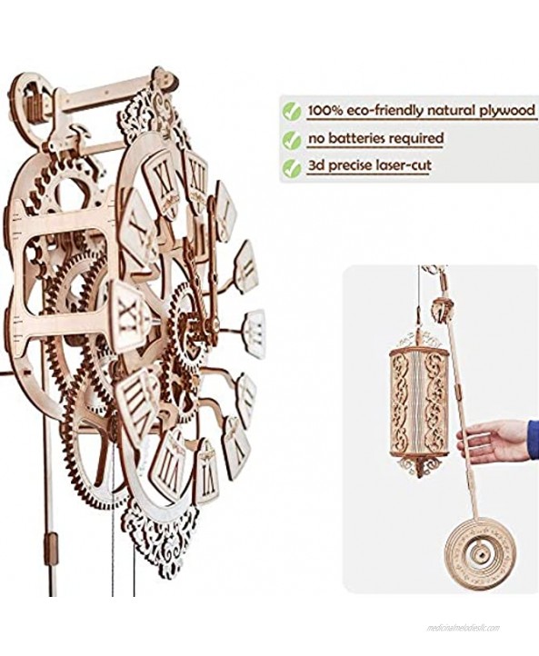Wood Trick Pendulum Wall Clock Kit to Build Wooden DIY Wall Clock Big No Batteries 3D Wooden Puzzle 3D Wall Clock Mechanical Model