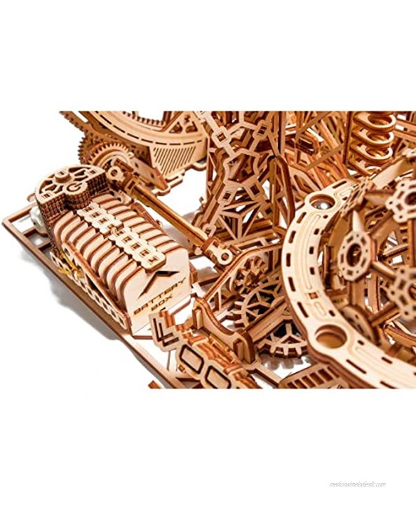 Wood Trick Wooden Marble Run 3D Wooden Puzzles for Adults and Kids to Build 15x14 in Electric Driven Roller Coaster Wooden Model Kits for Adults and Teens to Build