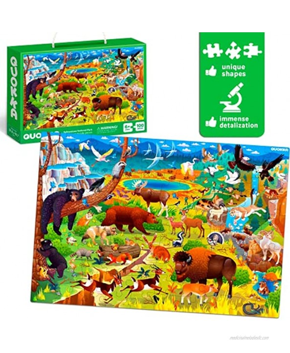 100 Pieces Floor Puzzles for Kids Ages 3-5 – 2 Jigsaw Toddler Puzzles 4-8 Years Old by Quokka – Games for Learning USA Map and National Park Gift United States Toy to Boy and Girl Age 6-8-10