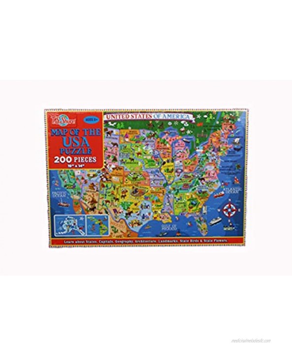 200 Pieces USA Map Jigsaw Puzzles Learning & Education Toys Jumbo Floor Puzzles for Kids Adults Family