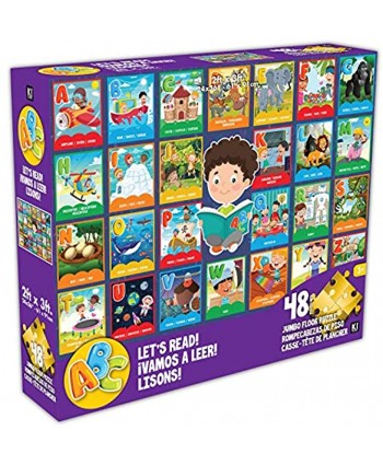 A-B-C Let's Read Jumbo Educational Floor Puzzle 48 Piece 36x24 inch Jigsaw by KI Puzzles,02538-TB