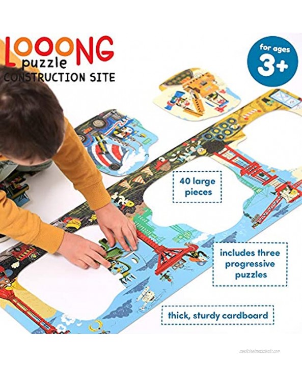 Banana Panda Looong Puzzle Construction Site Large Floor Jigsaw Puzzle for Kids Ages 3 Years & Up Multicolor