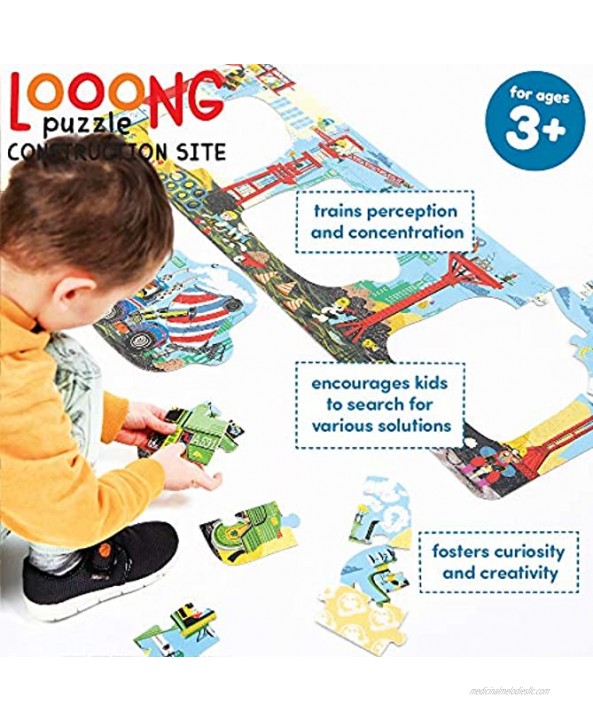 Banana Panda Looong Puzzle Construction Site Large Floor Jigsaw Puzzle for Kids Ages 3 Years & Up Multicolor