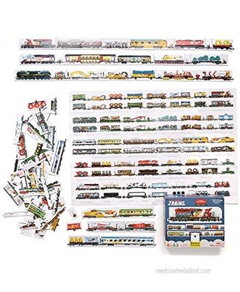 Banana Panda Mix and Match Trains 108 Piece Floor Puzzle Includes 56 Double-Sided Elements Over 31 Feet Long Includes Extra-Large Educational Poster for Kids Ages 5 Years +