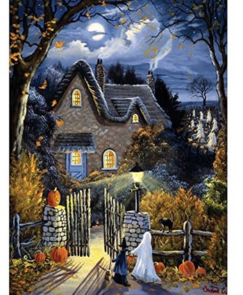 Bits and Pieces 1000 Piece Jigsaw Puzzle for Adults 20"X27" Tess's Halloween 1000 pc Glow in The Dark Jigsaw by Artist Christine Carey