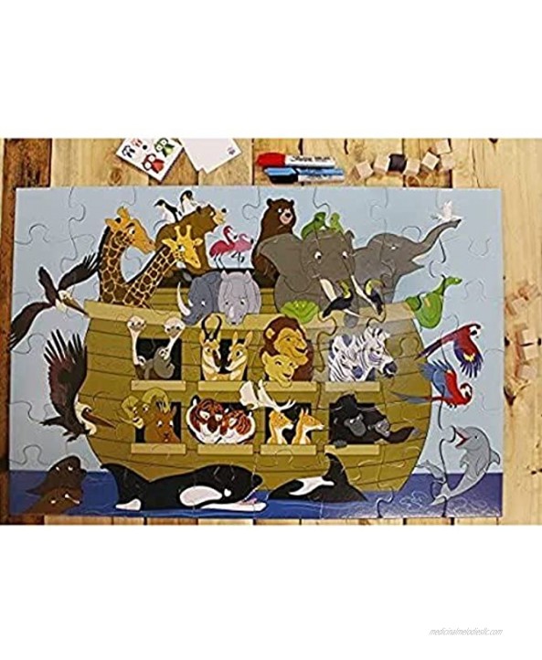 Floor Puzzle for Kids Noah's Ark Jumbo Jigsaw Puzzle Educational Game for Family and Kindergarten Age 3-5 48-Piece 1.9 x 2.9 Feet