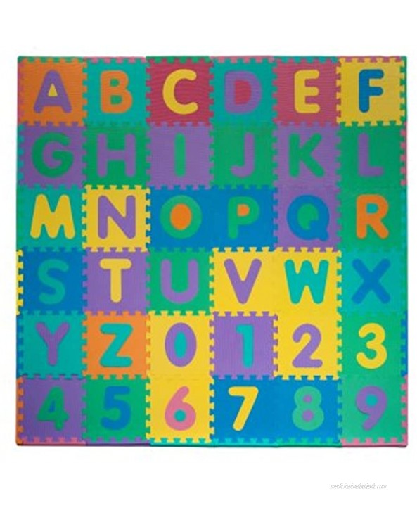 Hey! Play! Foam Floor Alphabet and Number Puzzle Mat for Kids 96-Piece Multi 72.5Lx72.5Wx.25H