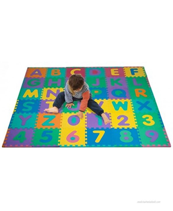 Hey! Play! Foam Floor Alphabet and Number Puzzle Mat for Kids 96-Piece Multi 72.5Lx72.5Wx.25H