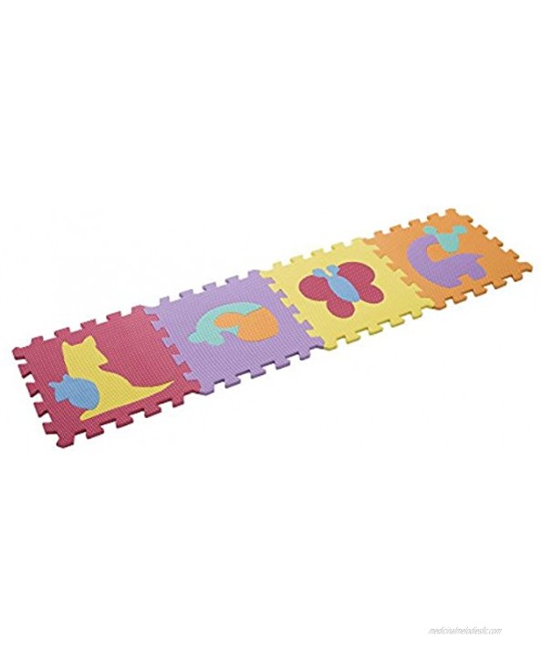 Hey! Play! Interlocking Foam Tile Play Mat with Animals Nontoxic Children's Multicolor Puzzle Tiles for Playrooms Nurseries Gyms and More